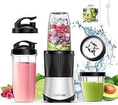 Consciot CB08 11-Piece Blender for Kitchen and Personal Size, Blend Shakes and Smoothies, Frozen Drinks, Baby Food, Spreads & More, 3 Porta...