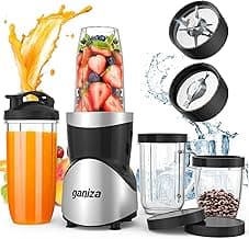 Ganiza Smoothie Blender, 900W Blenders for Shakes and Smoothies, 15-Piece Personal Blender and Grinder Combo for Kitchen, Smoothies Maker w...
