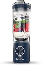 GreenPan Spin & Go Portable Blender, 24oz BPA-Free Cup, Self-Cleaning, Shakes Smoothies Juices, Crushed Ice & Frozen Fruits, Leakproof Lid,...
