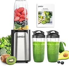 Ganiza Blender for Smoothies, 14Pcs Personal Blender for Shake and Smoothies for Kitchen with 3 Portable Cups (1x24oz & 2X17oz), Single Ser...