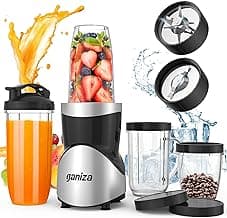 Ganiza Smoothie Blender, 900W Blenders for Shakes and Smoothies, 15-Piece Personal Blender and Grinder Combo for Kitchen, Smoothies Maker w...